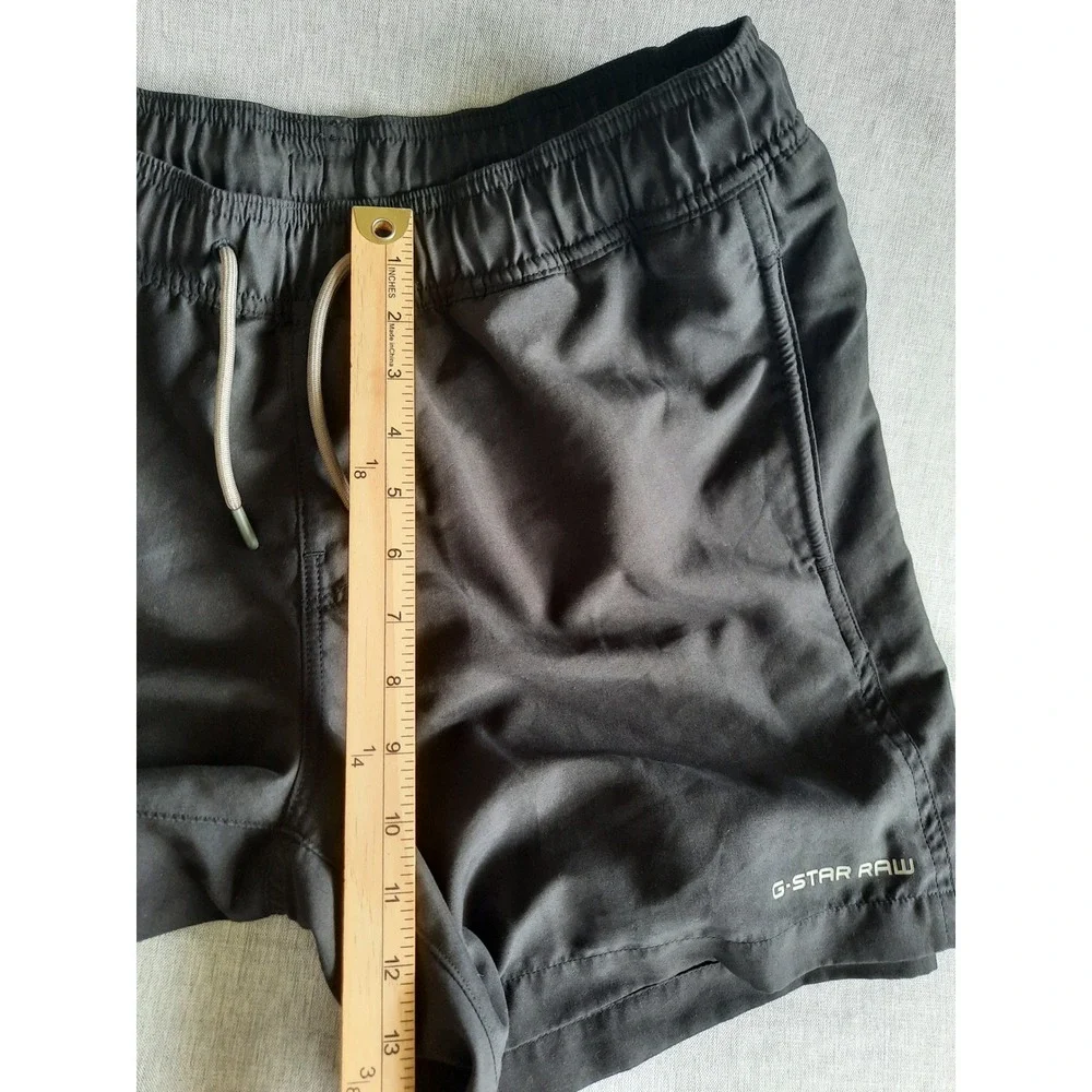 G-Star Raw Men Large Polyester Waistband Drawstring Sweat Black Athletic Short